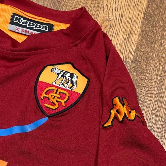 Vintage Y2K Kappa AS Roma Burgundy Red Training Soccer Jersey Mens XS - Picture 7 of 13